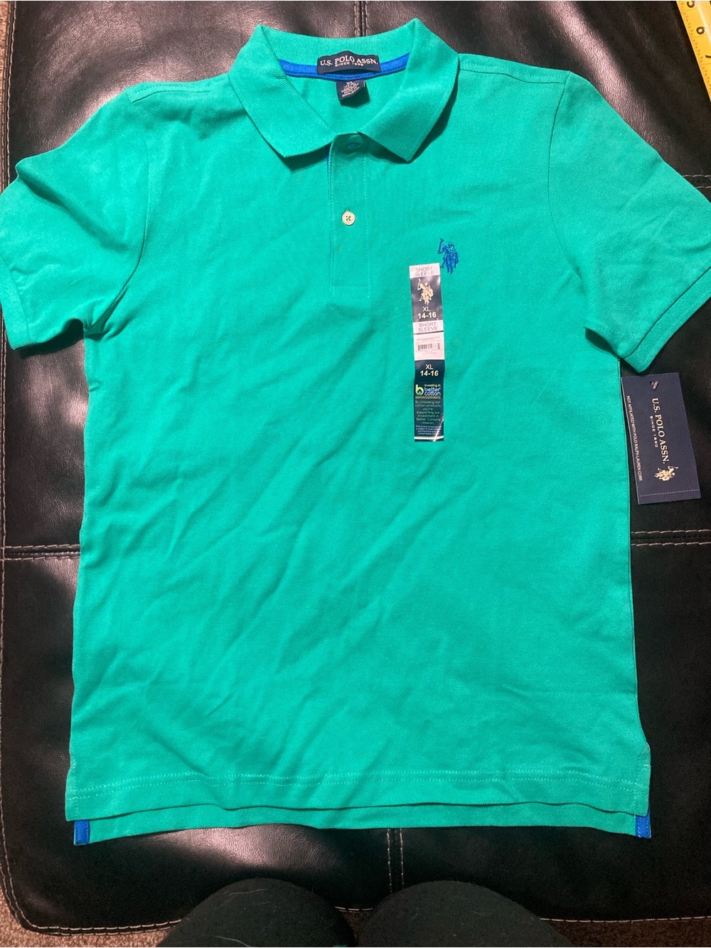 U.S. Polo Assn. Teal Green Boys' Polo with Blue Logo